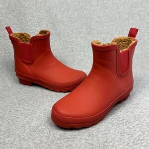 Chooka Womens Plush Chelsea Waterproof Pull On Black Rain Boots 6 Red Comfort